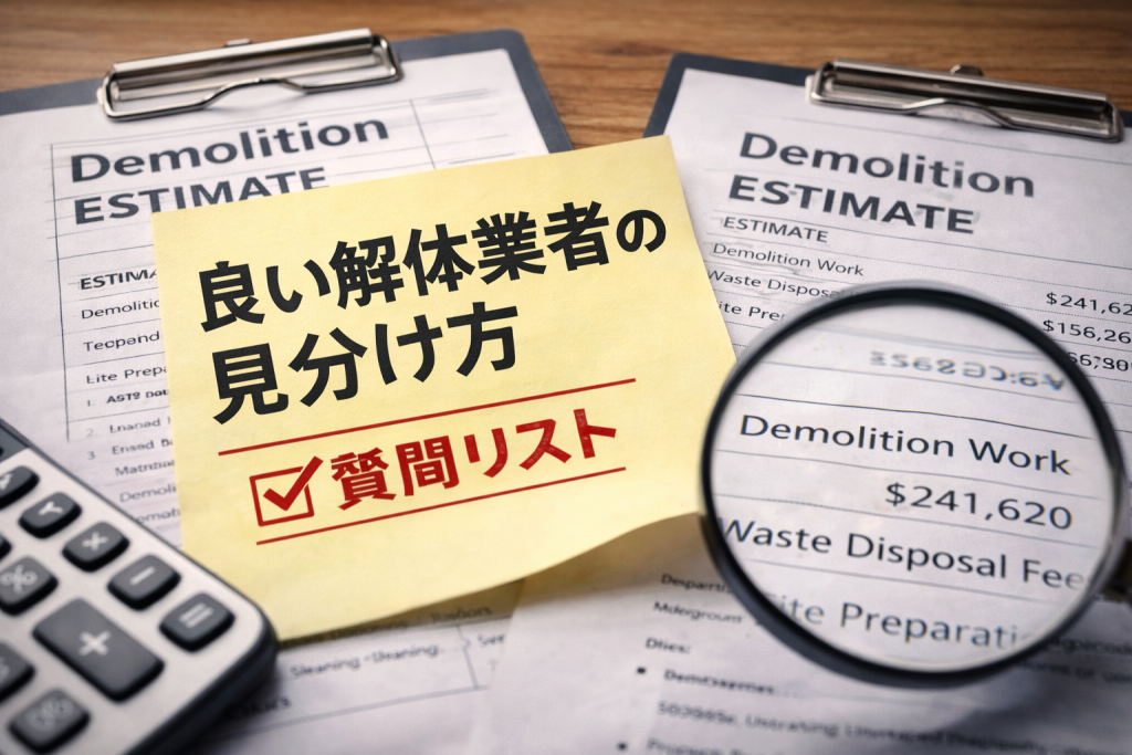良い解体業者の見分けるために見積もり前に聞くべき質問リスト