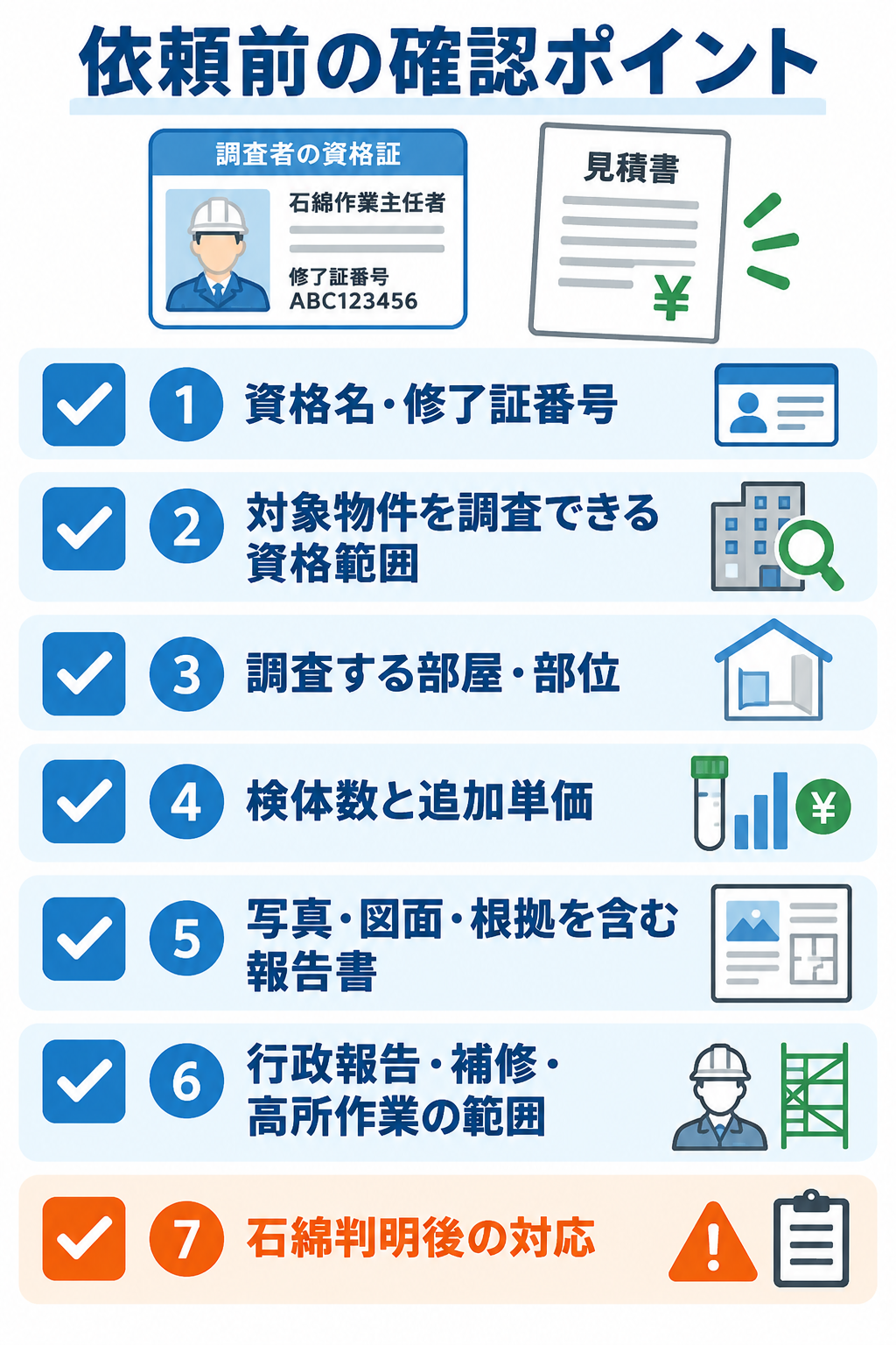 アスベスト事前調査業者へ依頼する前の7項目チェックリスト