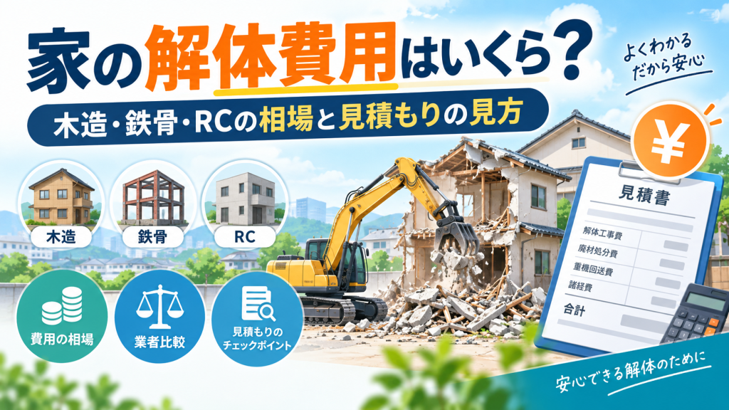 家の解体費用はいくら？構造・坪数別の相場と内訳を解説