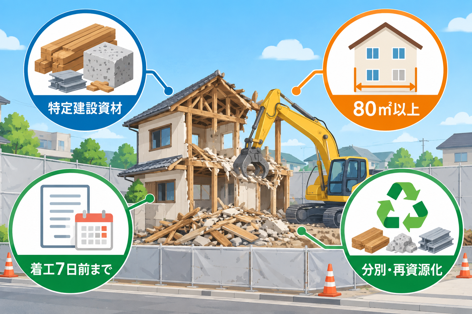 建設リサイクル法とは？解体工事の対象・届出・発注者の義務