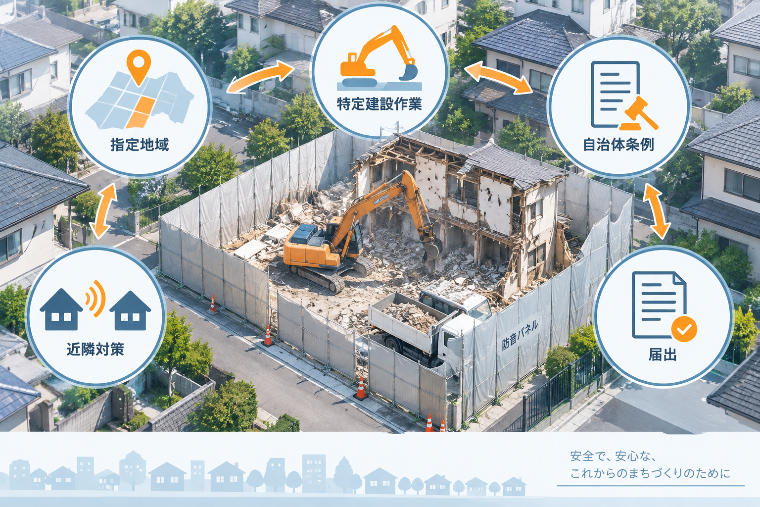 解体工事の騒音規制｜基準値・作業時間・届出・近隣対策