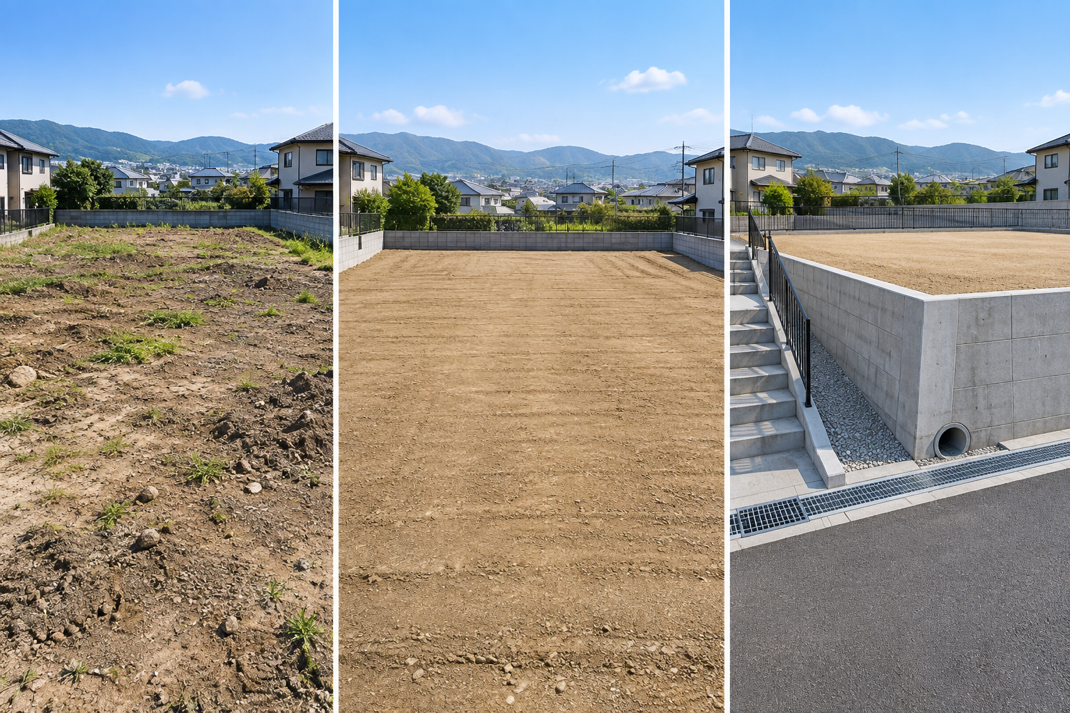 更地、整地、造成工事に相当する土地状態の比較